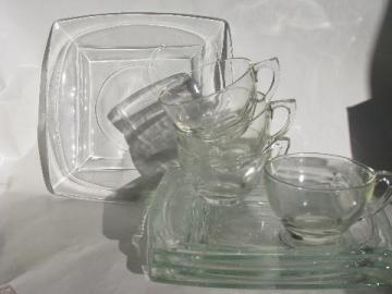 catalog photo of retro mod square glass snack sets, 50s - 60s mid-century modern