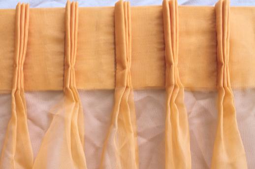 photo of retro orange curtains, 60s vintage sheer voile window curtain panels set #3