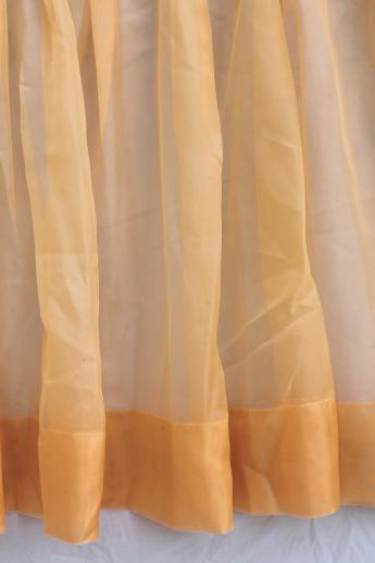 photo of retro orange curtains, 60s vintage sheer voile window curtain panels set #5