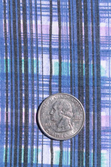 photo of retro plaid print cotton fabric - navy blue, purple, aqua green - 60s vintage #2