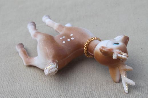 photo of retro plastic reindeer Christmas decorations, vintage Hong Kong baby deer w/ bells #6