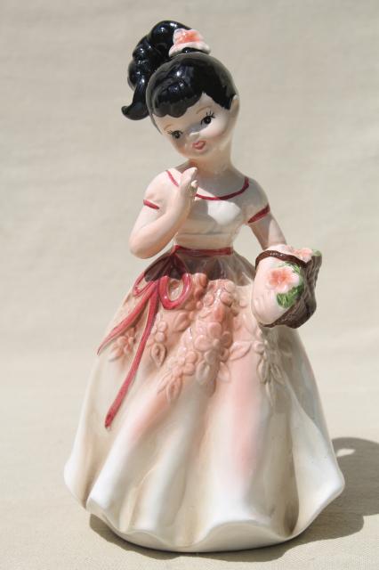 photo of retro ponytail girl china figurine, hand painted ceramic vintage Enesco Japan #3