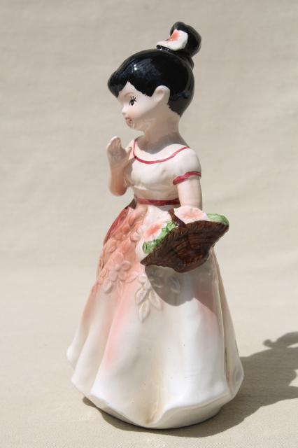 photo of retro ponytail girl china figurine, hand painted ceramic vintage Enesco Japan #4