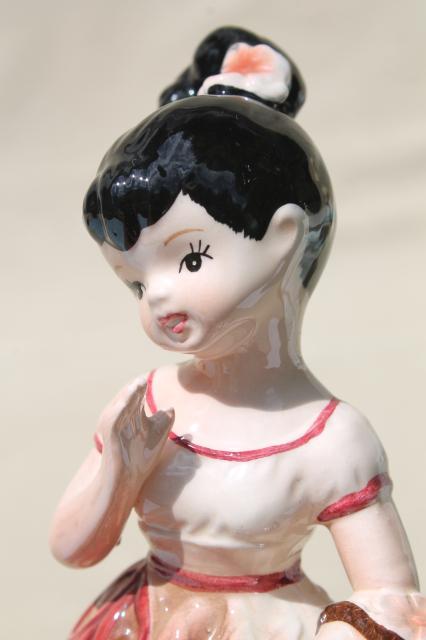 photo of retro ponytail girl china figurine, hand painted ceramic vintage Enesco Japan #8