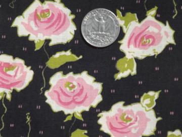 catalog photo of retro print cotton for a shirt or dress, 60s vintage mod rose floral fabric