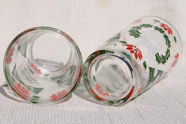 photo of retro print vintage glass tumblers for the holidays, Merry Christmas Happy New Year drinking glasses  #5