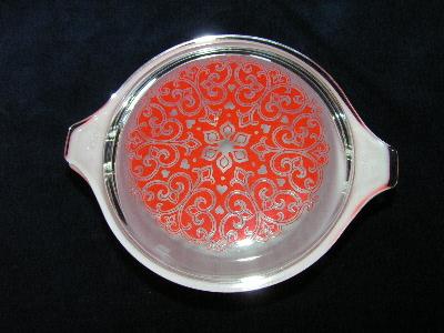 photo of retro pyrex cinderella casserole, flame orange #2