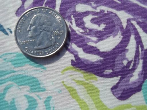 photo of retro roses print cotton broadcloth fabric, 50s 60s vintage colors #2