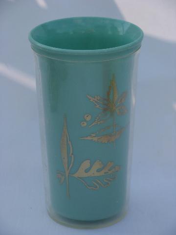 photo of retro thermoware type insulated plastic picnic tumblers, 1960s vintage sherbet colors #1