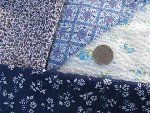 photo of retro vintage 40s-50s fabric scrap lot, tiny prints for quilts, doll clothes #3