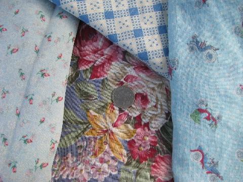 photo of retro vintage 40s-50s fabric scrap lot, tiny prints for quilts, doll clothes #5