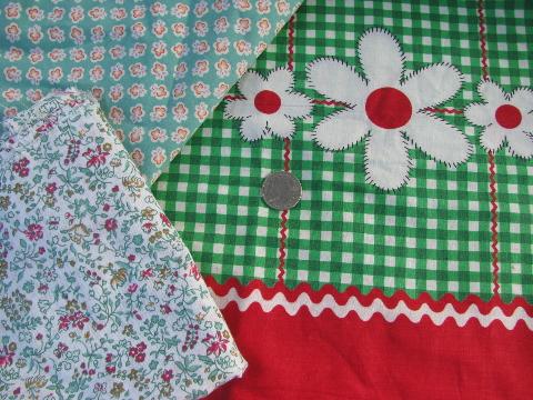 photo of retro vintage 40s-50s fabric scrap lot, tiny prints for quilts, doll clothes #8