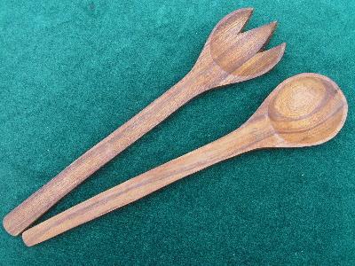 photo of retro vintage 60's danish modern teak wood salad set #5