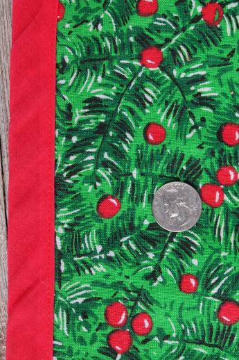 photo of retro vintage Christmas table runners, red & green holly print holiday fabric #5