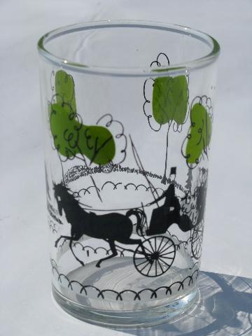 photo of retro vintage Libbey juice glasses, horse and carriage scene #2