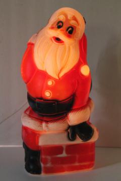 catalog photo of retro vintage blow mold plastic Santa chimney light up Christmas decoration