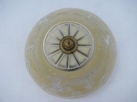 photo of retro vintage ceiling fixture, western rodeo cowboy & cactus embossed glass shade #2