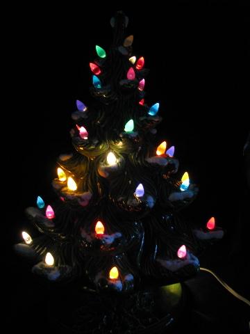 photo of retro vintage ceramic table-top Christmas tree, electric lights! #2