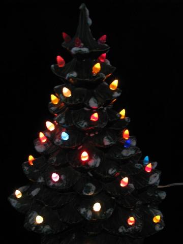 photo of retro vintage ceramic table-top Christmas tree, electric lights! #2