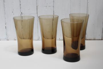 catalog photo of retro vintage cooler glasses, tawny smoke brown glass drinking glasses