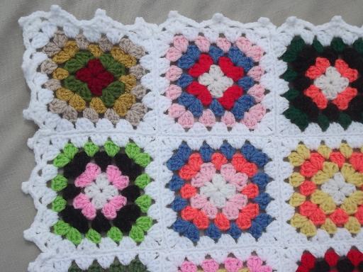 photo of retro vintage crochet granny square afghan, big enough for a bedspread #2