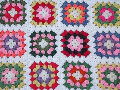 photo of retro vintage crochet granny square afghan, big enough for a bedspread #3