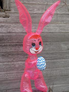 catalog photo of retro vintage day-glo pink Easter bunny inflatable rabbit decoration