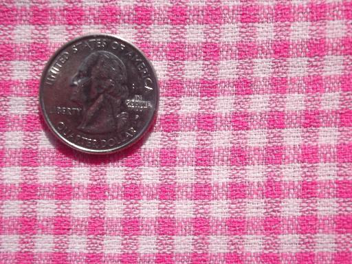 photo of retro vintage fabric, 60s day-glo pink and white checked rayon/cotton #1