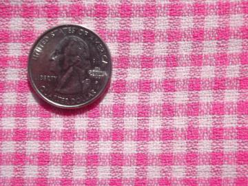 catalog photo of retro vintage fabric, 60s day-glo pink and white checked rayon/cotton