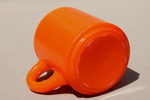 photo of retro vintage heat proof milk glass coffee mug w/ fired on orange color #3