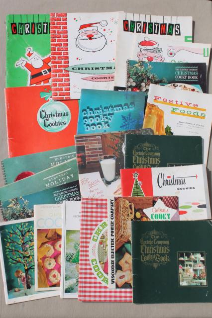 photo of retro vintage holiday cookbooks lot, 50s 60s 70s vintage Christmas cookies recipes #1