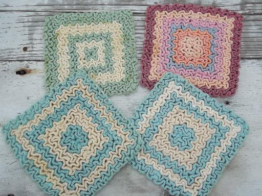 photo of retro vintage kitchen lot, thread crochet potholders, hot mats, trivets #3