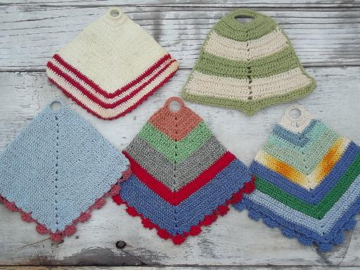 photo of retro vintage kitchen lot, thread crochet potholders, hot mats, trivets #5