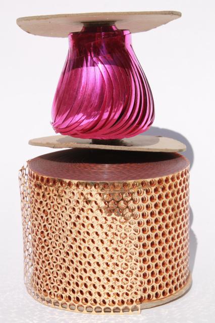 photo of retro vintage metallic gold & pink foil plastic trim craft ribbon holiday decor trims #1