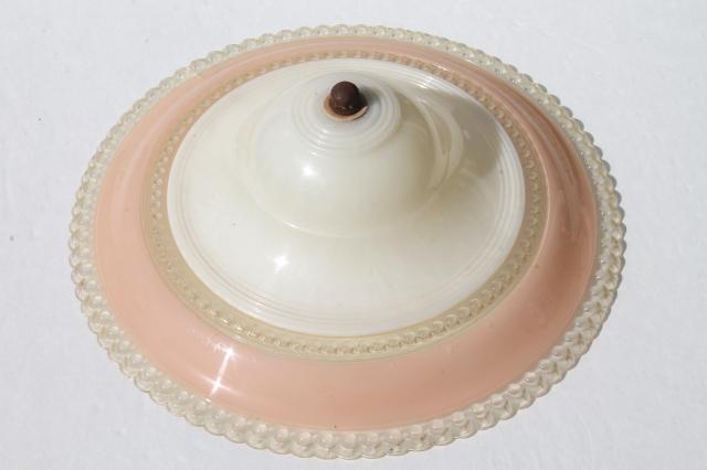 photo of retro vintage pink & white plastic clip on lamp shade for single bulb ceiling light fixture #2