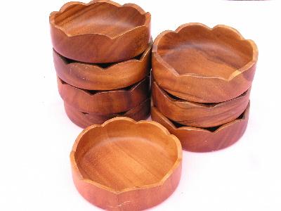 photo of retro vintage teak wood salad set for eight #4