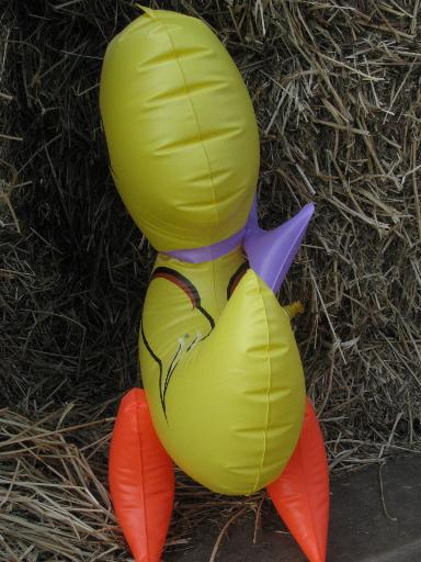 photo of retro vintage yellow duck and bunny rabbit, inflatable Easter decorations #7