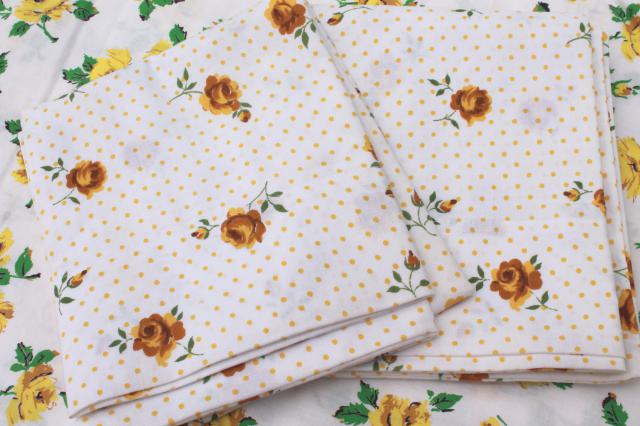 photo of retro vintage yellow roses print pillowcases & cotton duvet / comforter cover #2