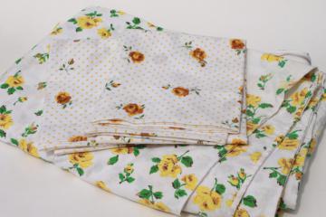 catalog photo of retro vintage yellow roses print pillowcases & cotton duvet / comforter cover