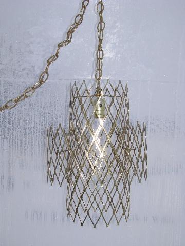 photo of retro wire mesh canister swag lamp #1