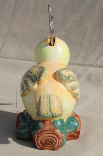 photo of retro yellow bird ceramic string holder to hold twine & scissors beak #4