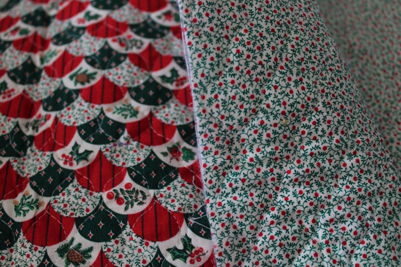 photo of reversible prints cotton fabric quilted poly fill, Christmas red & green print #3