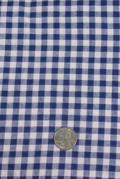 catalog photo of rockabilly vintage cotton print fabric, blue & white gingham checks, shirt or dress material