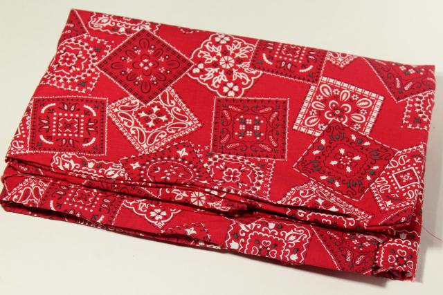 photo of rockabilly vintage red cotton bandana print fabric 36 wide sewing material #2