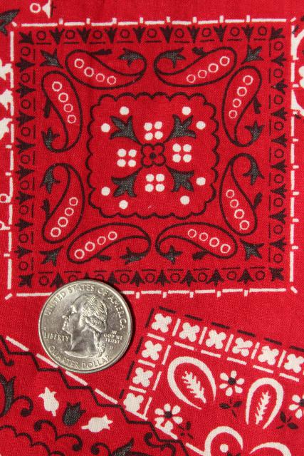 photo of rockabilly vintage red cotton bandana print fabric 36 wide sewing material #3