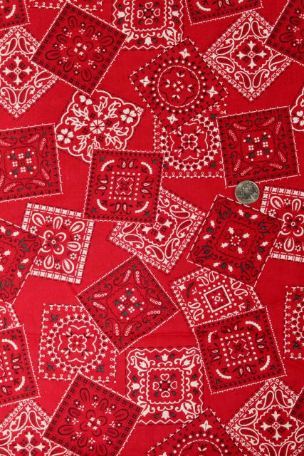 photo of rockabilly vintage red cotton bandana print fabric 36 wide sewing material #4