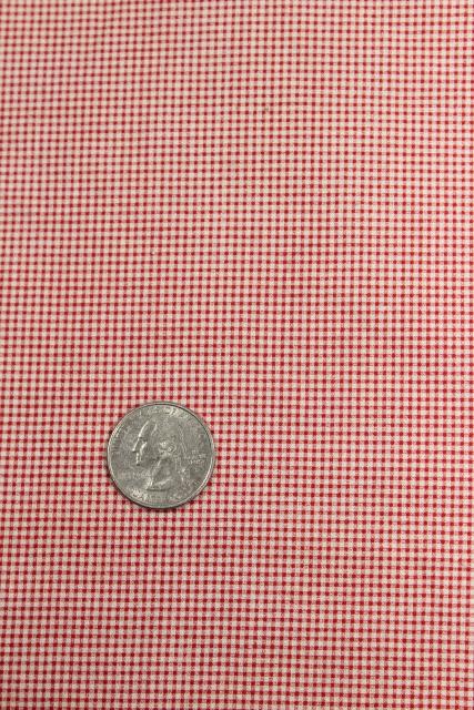 photo of rockabilly vintage red white gingham mini checked cotton print shirting fabric 11 yds #1