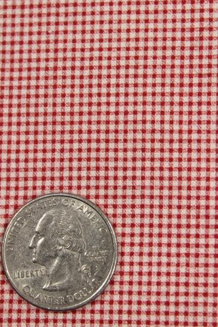 photo of rockabilly vintage red white gingham mini checked cotton print shirting fabric 11 yds #2