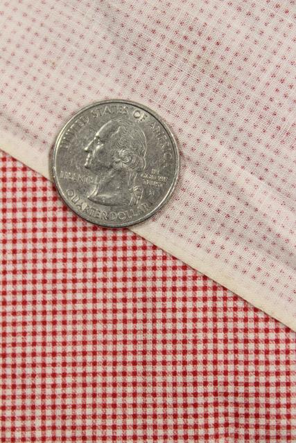 photo of rockabilly vintage red white gingham mini checked cotton print shirting fabric 11 yds #4