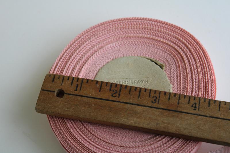 photo of roll of vintage cotton / rayon grosgrain ribbon 3/4 inch wide baby pink #3